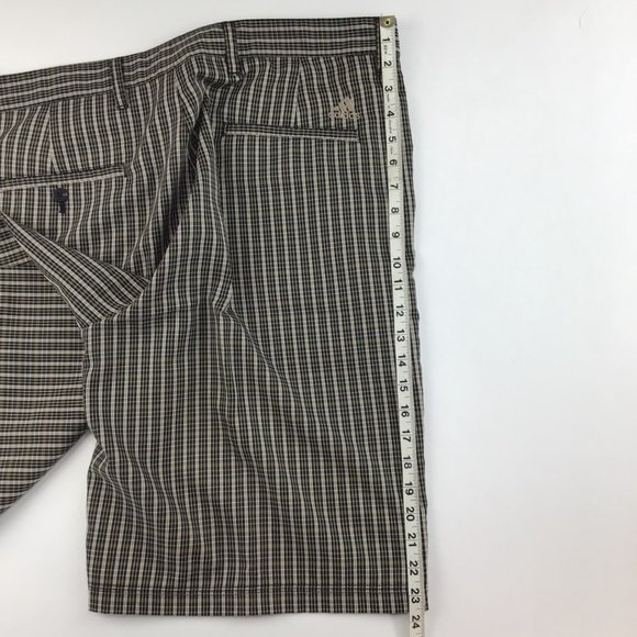 Adidas Shorts mens Golf 38 plaid black tan stretch 11 inch P16169 MCL ac… - Picture 5 of 10